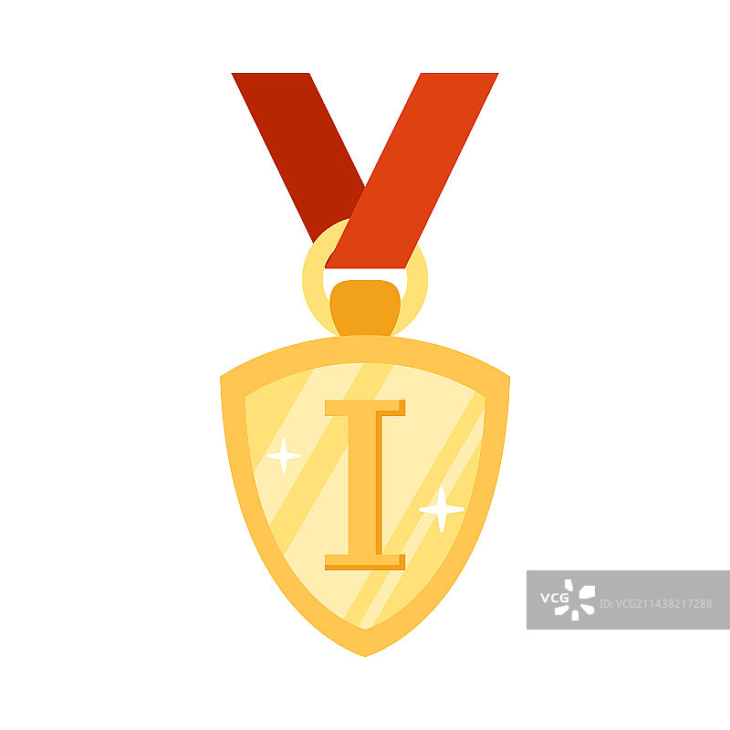 带罗马数字和红色丝带的金色奖章图片素材