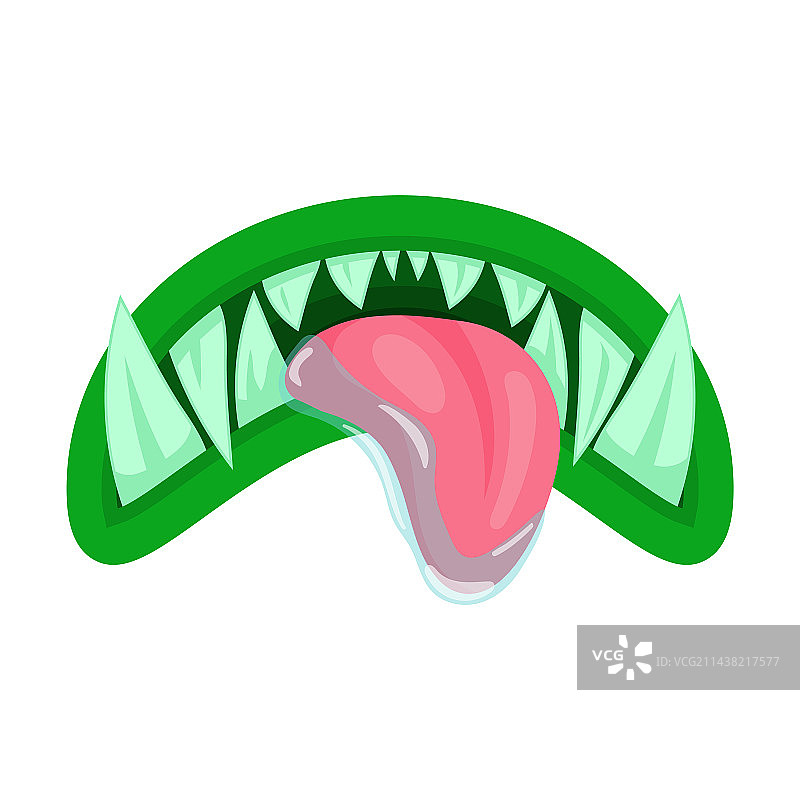 卡通怪物大嘴与舌头和尖牙图片素材