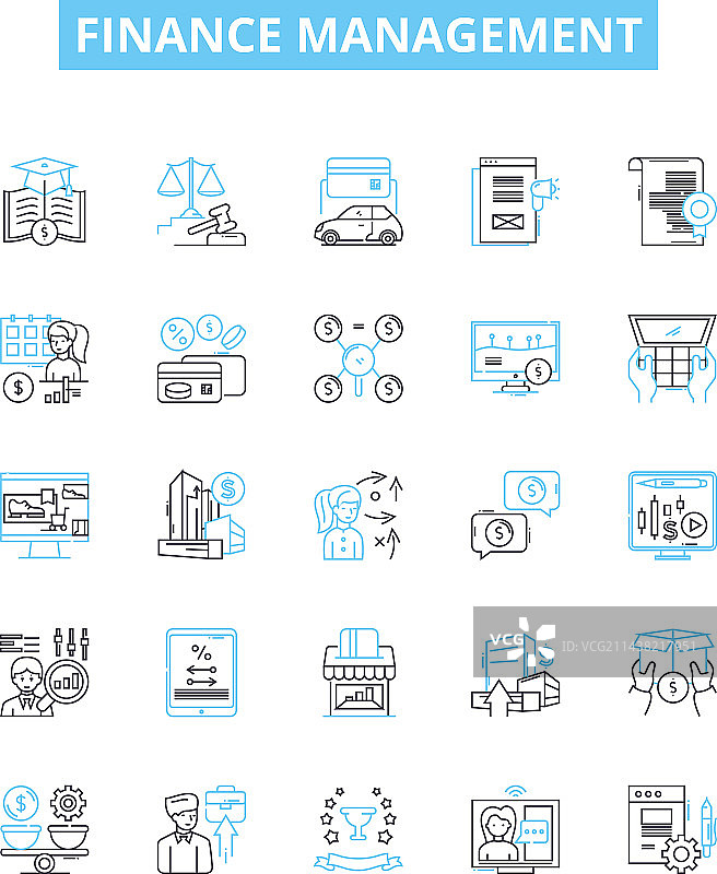 金融管理线性图标集图片素材