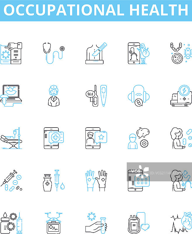 职业健康线性图标合集图片素材