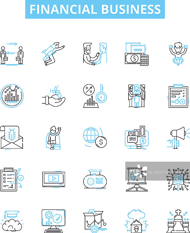 金融商业线性图标集图片素材