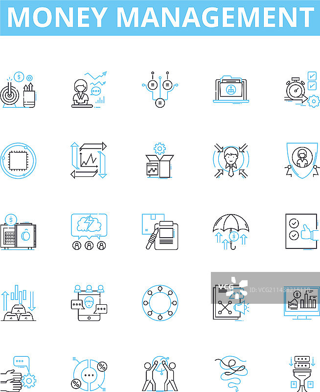 资金管理线性图标集，预算图片素材