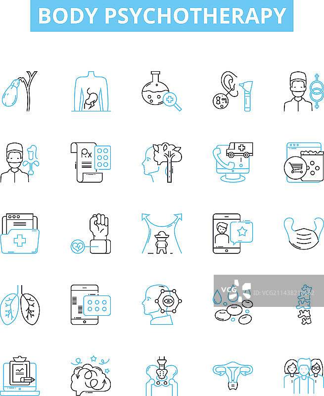 身体心理疗法线性图标集合身体工作图片素材