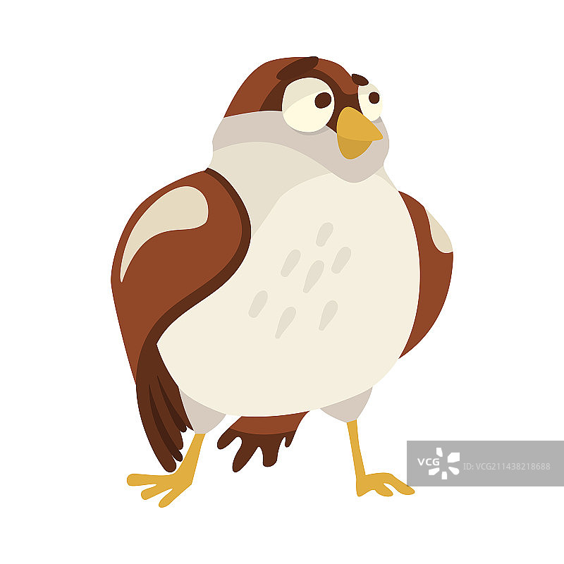 站立着的惊恐麻雀卡通图片素材