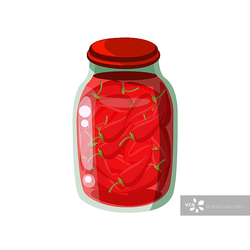 装满罐装辣椒的卡通罐子图片素材