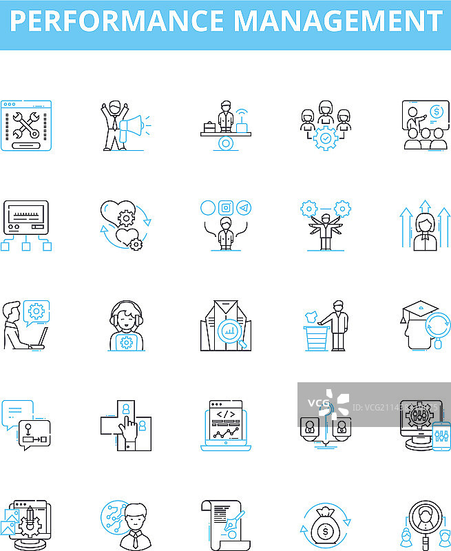 绩效管理线性图标合集图片素材