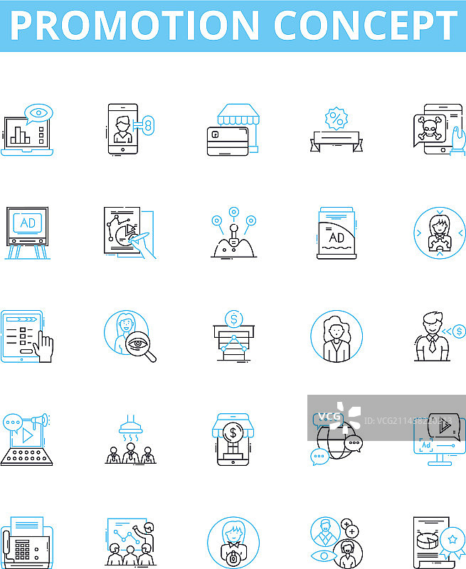 促销概念线性图标集图片素材