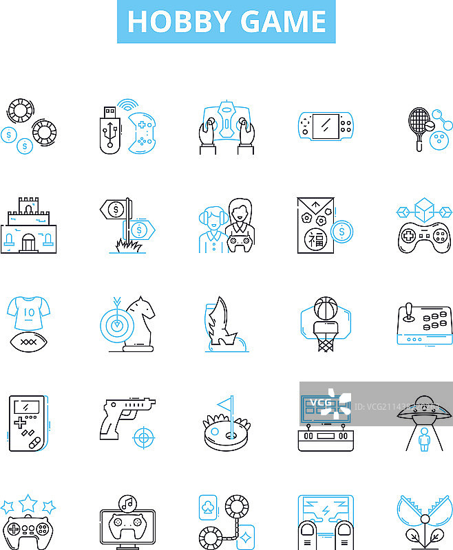 爱好游戏线条图标集：桌面游戏图片素材