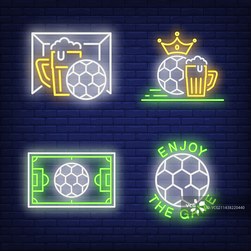 足球霓虹灯啤酒杯图片素材