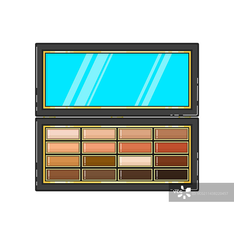 带镜子的裸色眼影盘卡通图片素材