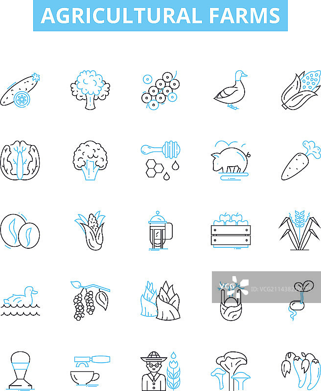 农业农场线条图标集图片素材