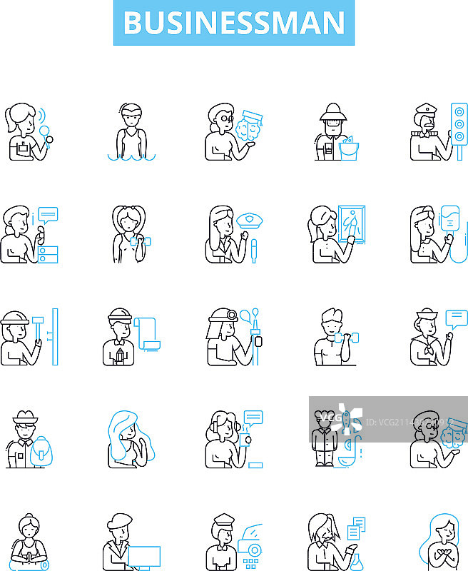企业家商务人士线性图标合集图片素材