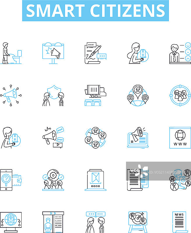 智慧城市民线性图标图片素材
