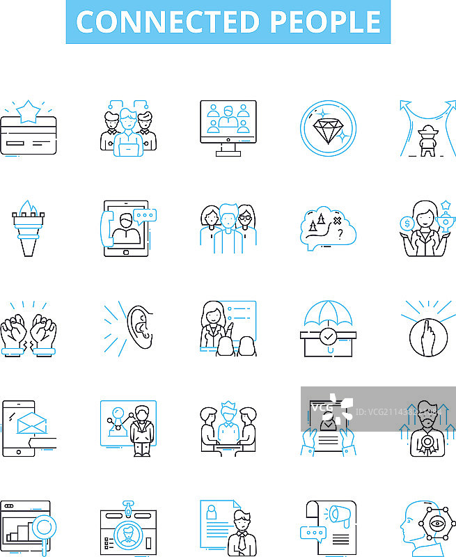 互联的人员线条图标集网络图片素材