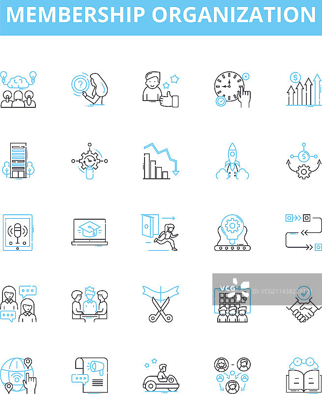 会员组织线性图标集图片素材