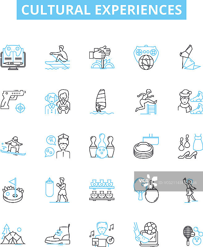 文化体验线性图标集图片素材