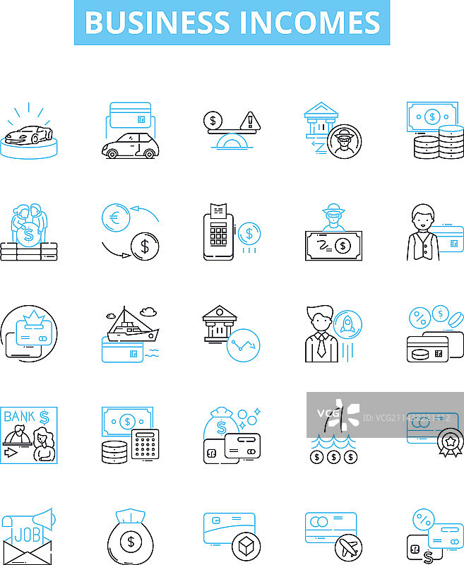 商业收入线性图标利润集图片素材