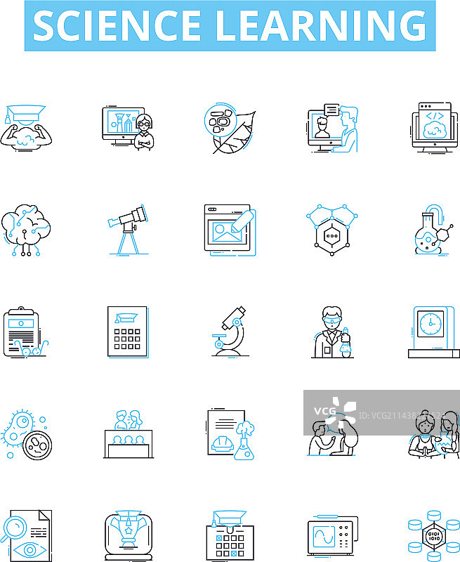 科学学习线性图标集图片素材