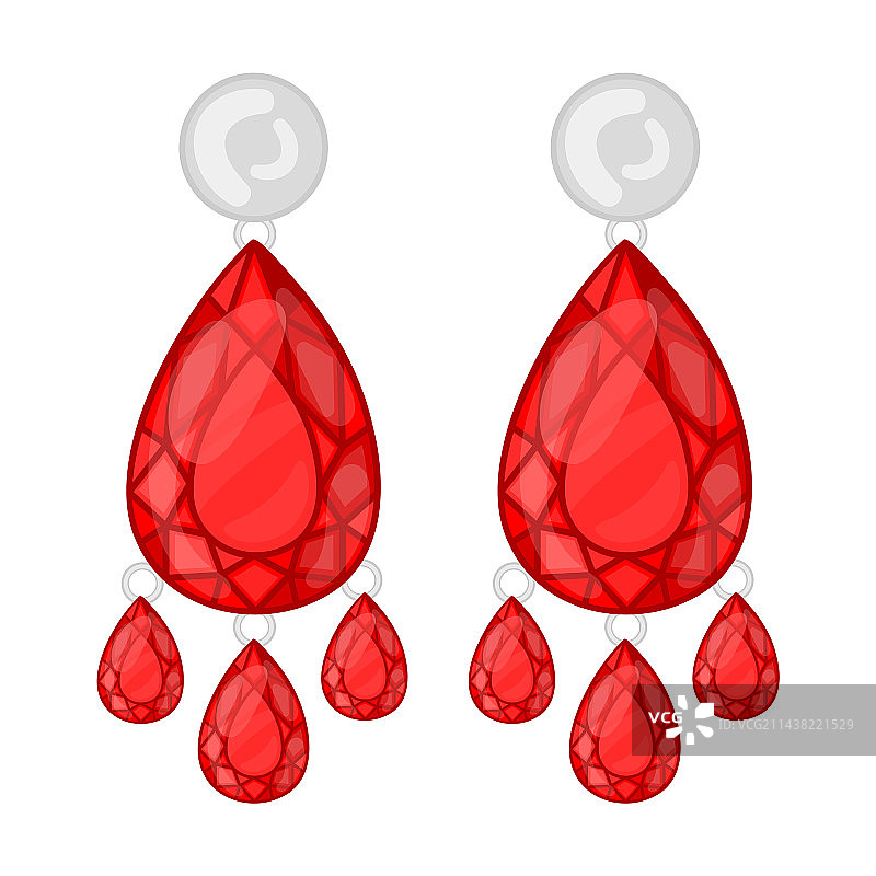 镶嵌大红宝石和珍珠的耳环图片素材