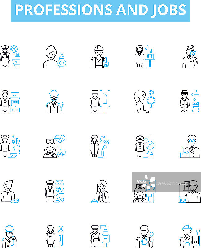 职业和工作线性图标集图片素材