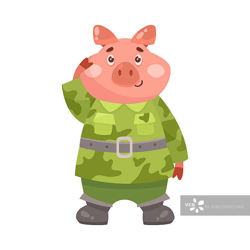 迷彩卡通可爱猪角色图片素材