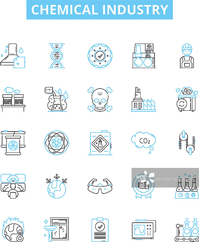 化学工业线性图标集图片素材