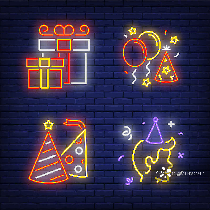 生日聚会男人霓虹灯标志图片素材