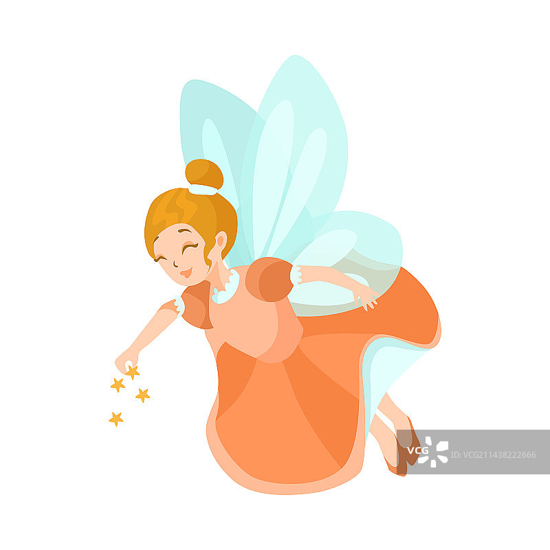 橙色连衣裙可爱卡通仙女图片素材