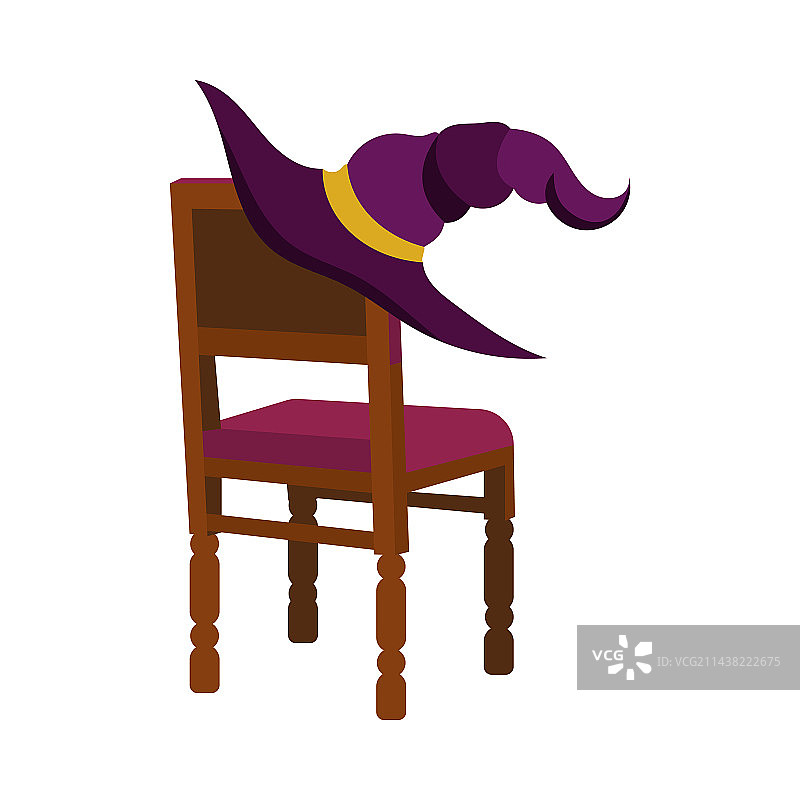 卡通椅子上的女巫帽子图片素材