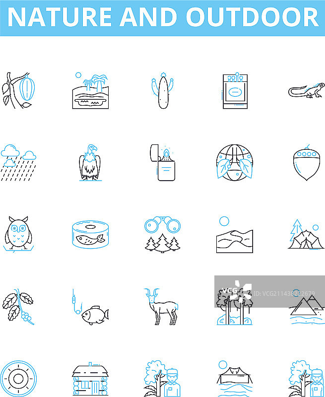 自然与户外线性图标集图片素材