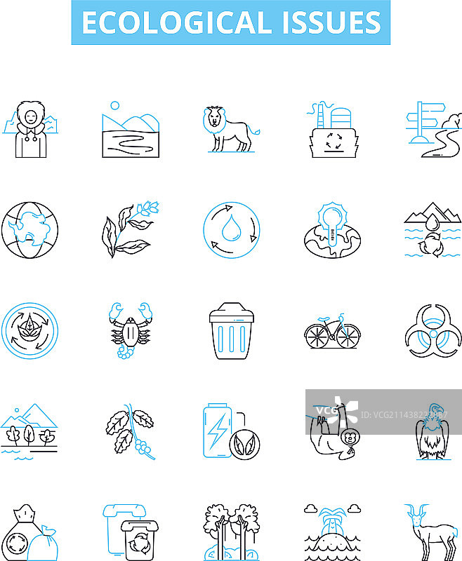 生态问题线性图标集图片素材