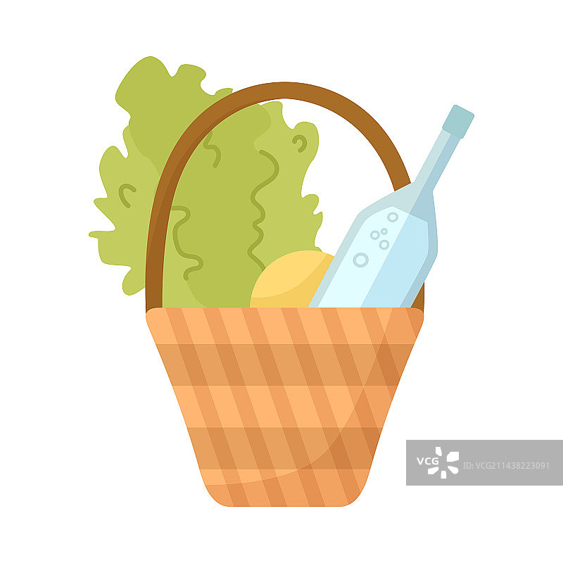 卡通绿植饮料柳条筐图片素材