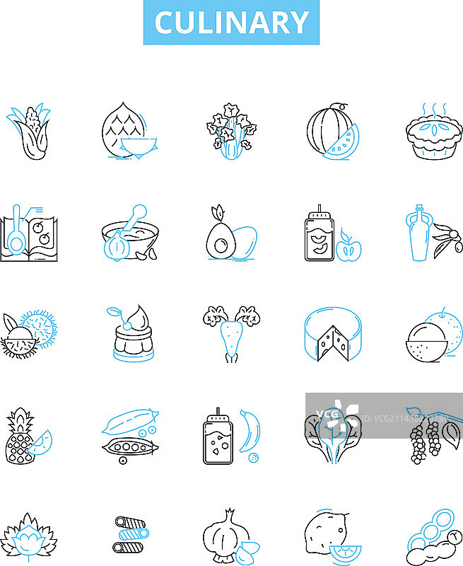 烹饪烘焙线性图标集图片素材