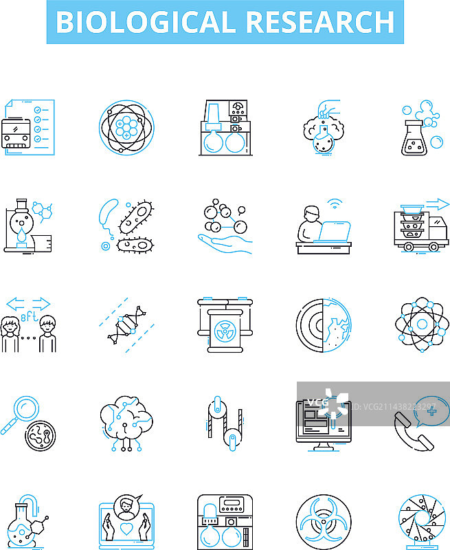 生物研究线性图标集图片素材