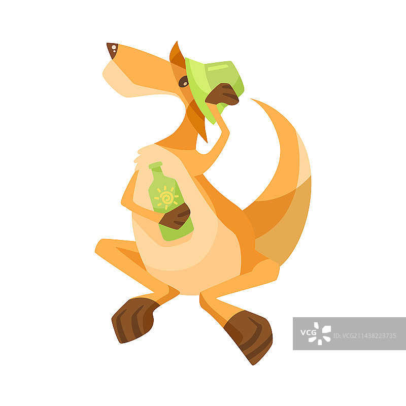 戴着防晒帽的可爱袋鼠图片素材