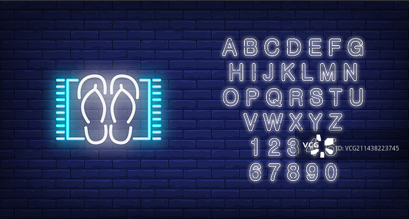 地毯上的人字拖霓虹灯标志图片素材