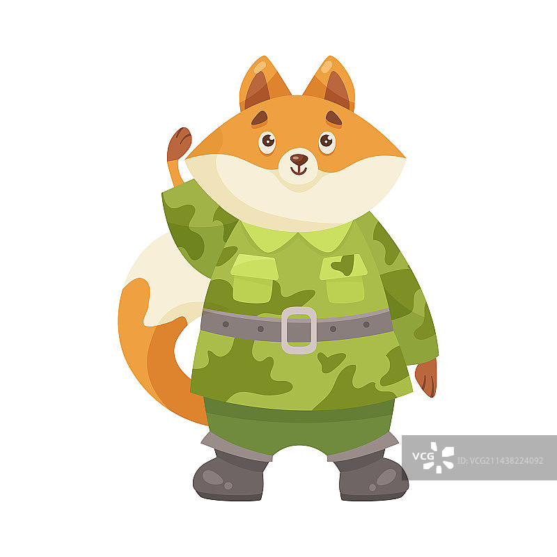 迷彩卡通可爱狐狸角色图片素材