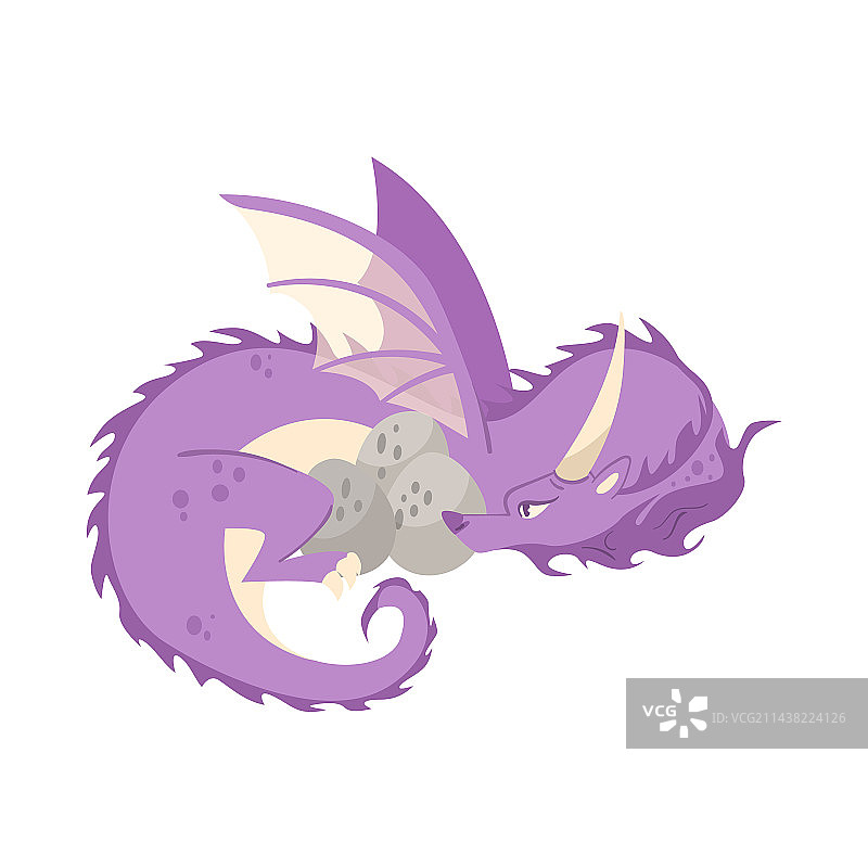 紫色龙孵蛋卡通图片素材