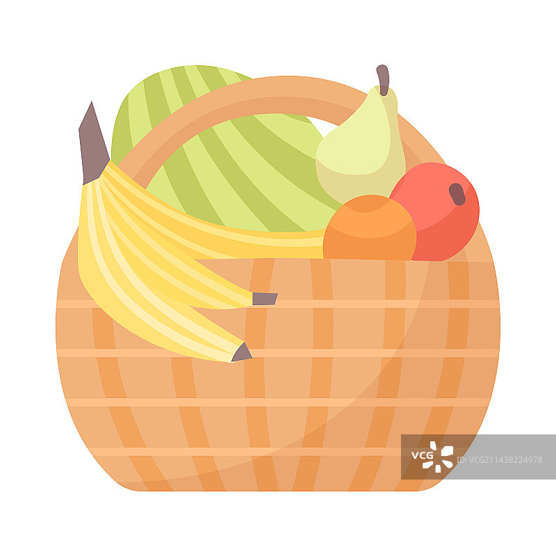 卡通水果柳条筐图片素材