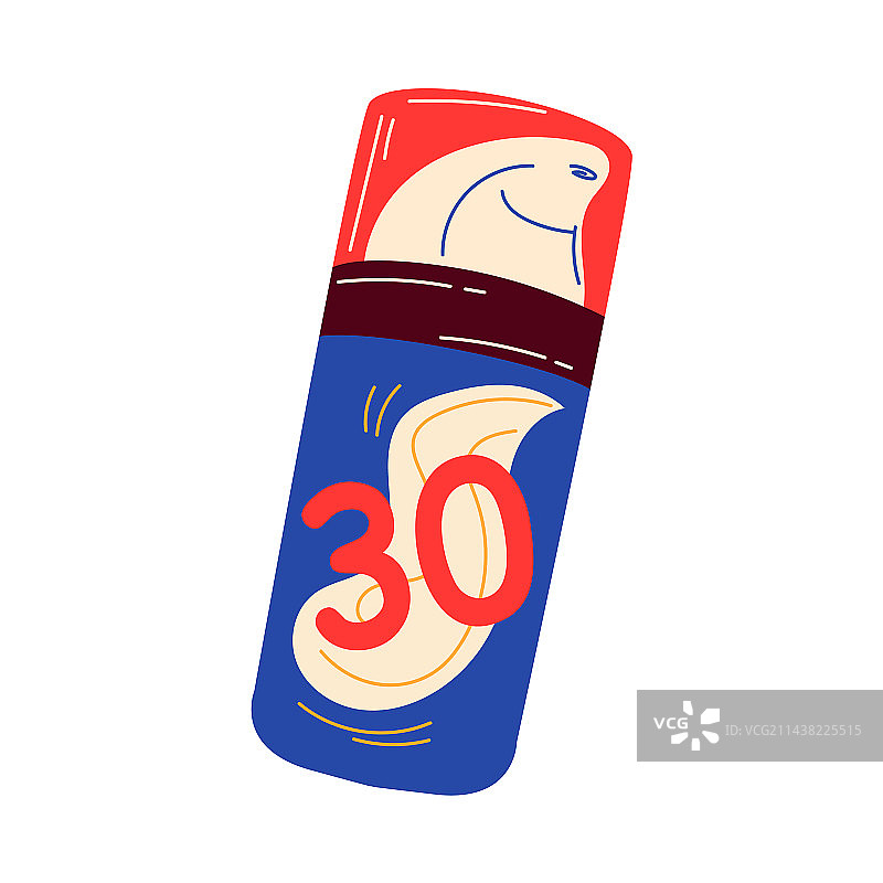 蓝红色防晒霜瓶（带标签）图片素材