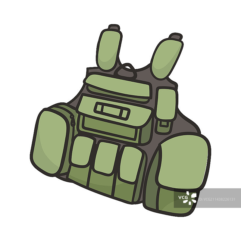 绿色防弹背心涂鸦卡通图片素材
