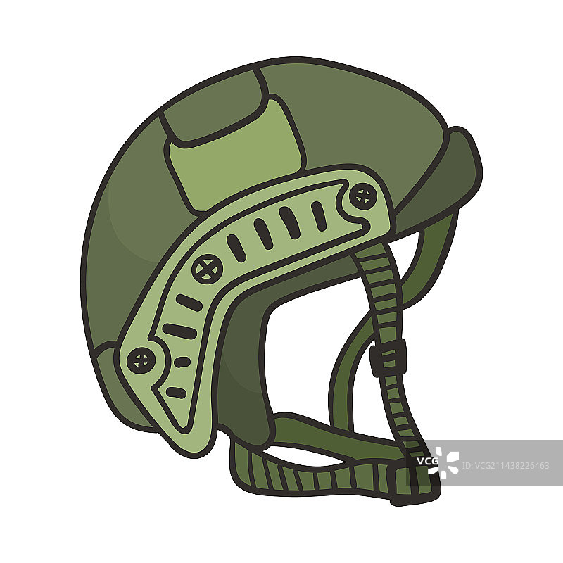 绿色军用头盔涂鸦卡通图片素材