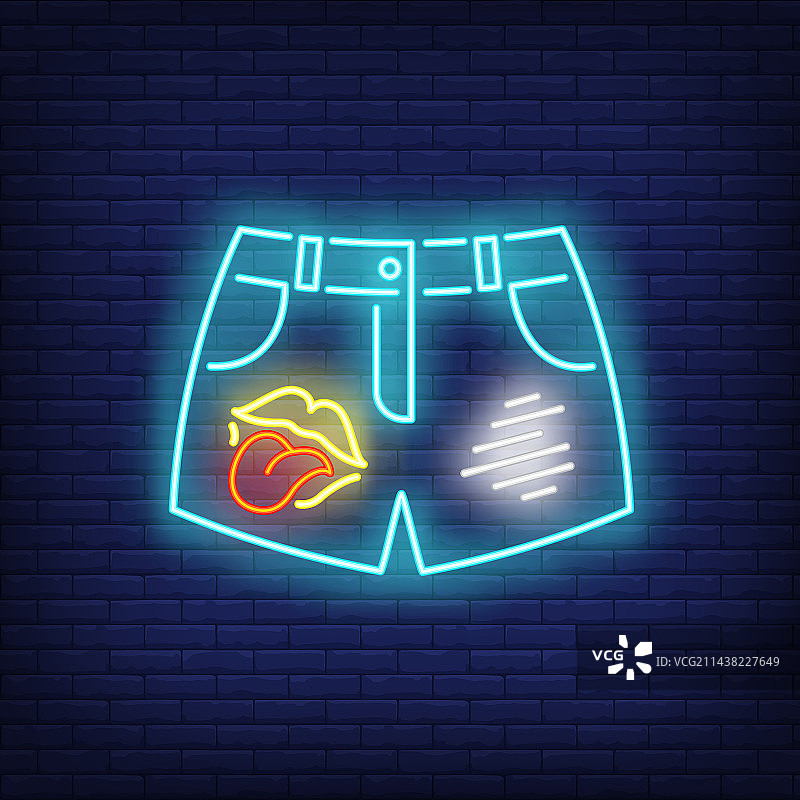 牛仔短裤霓虹灯标志图片素材