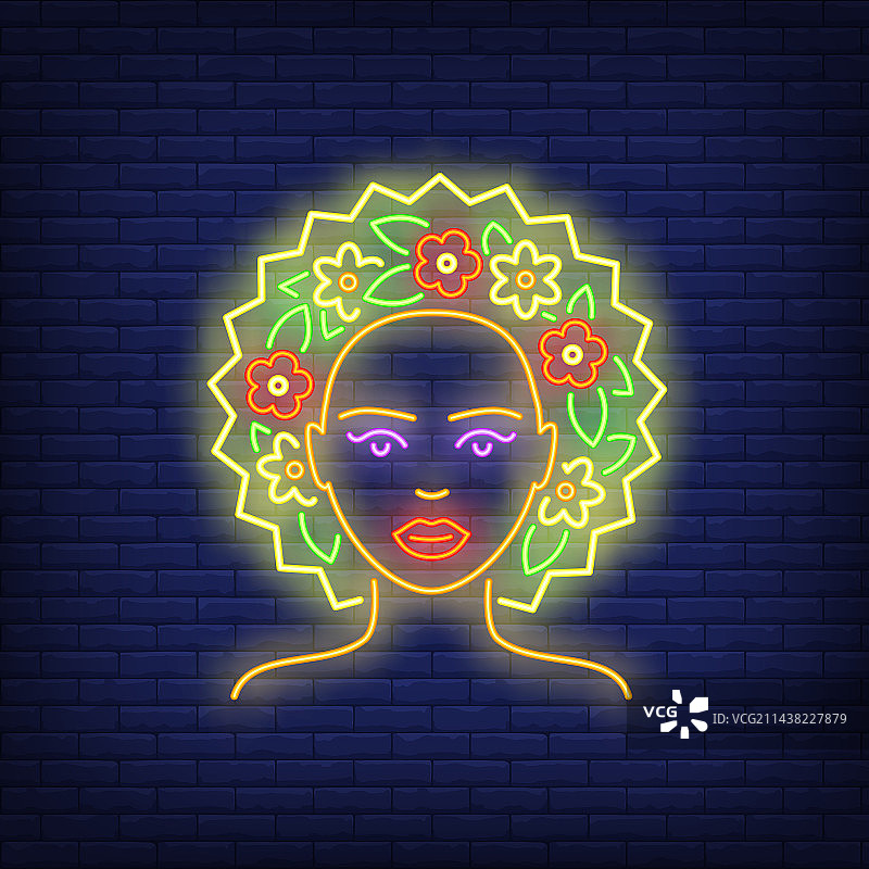 夏季女孩霓虹灯标志图片素材