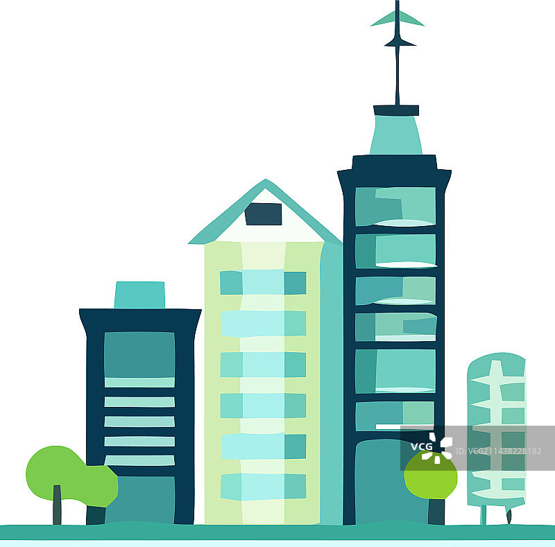 具有摩天大楼场景的现代城市天际线图片素材