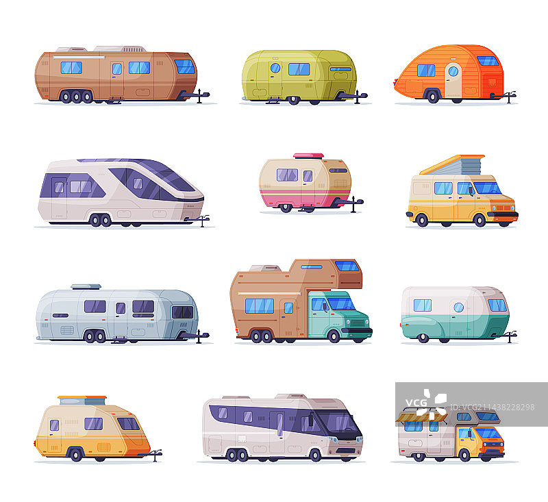 车轮上的移动房屋，家庭侧视图图片素材