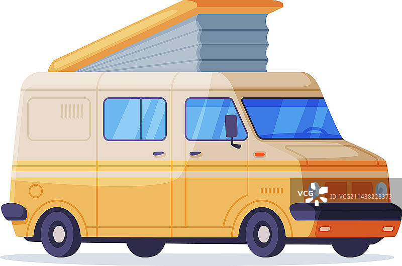 复古露营拖车侧视图图片素材