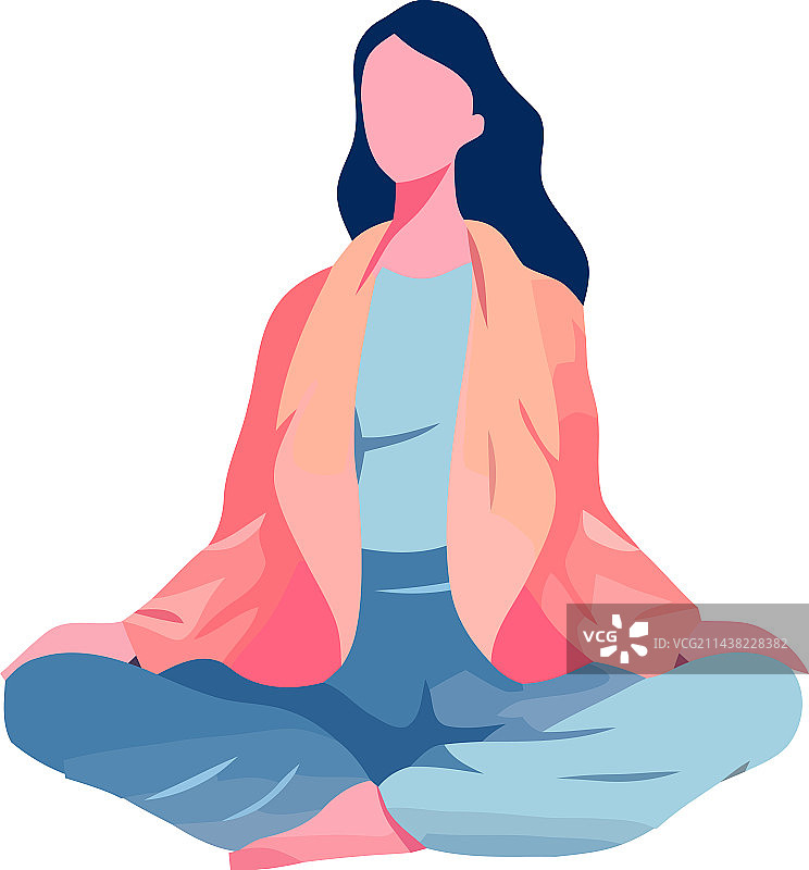莲花坐冥想的宁静女人图片素材