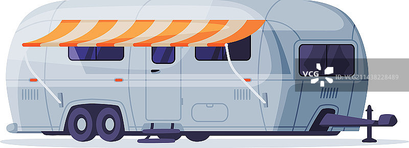 带遮阳篷的轮式移动房屋露营旅行图片素材