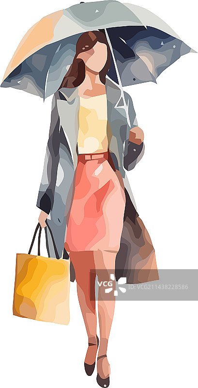 雨中撑伞的女人图片素材